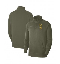 Men's Olive Army Black Knights 1st Armored Division Old Ironsides Club Fleece Quarter-Zip Pullover Jacket $36.55 Jackets