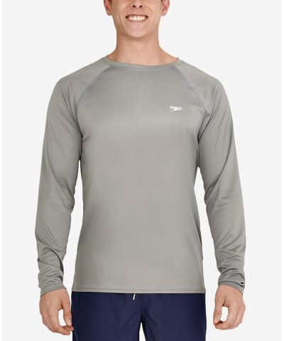 Men's Long Sleeve Swim T-Shirt Gray $16.51 Swimsuits