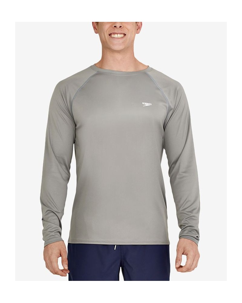 Men's Long Sleeve Swim T-Shirt Gray $16.51 Swimsuits