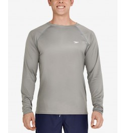 Men's Long Sleeve Swim T-Shirt Gray $16.51 Swimsuits