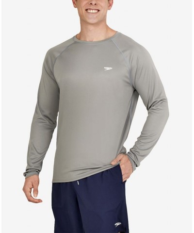 Men's Long Sleeve Swim T-Shirt Gray $16.51 Swimsuits