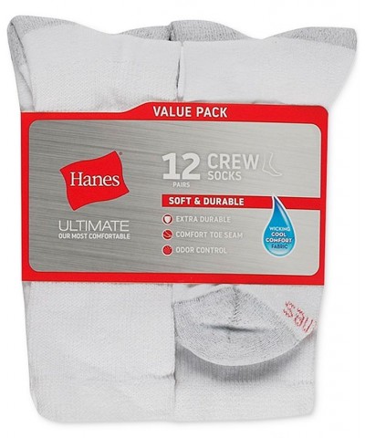 Men's 12-Pk. Ultimate Crew Socks White $10.58 Socks