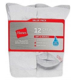 Men's 12-Pk. Ultimate Crew Socks White $10.58 Socks