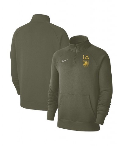 Men's Olive Army Black Knights 1st Armored Division Old Ironsides Club Fleece Quarter-Zip Pullover Jacket $36.55 Jackets