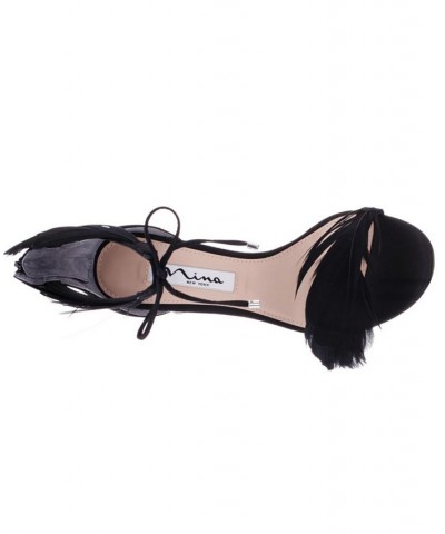 Women's Dianne Feather Detail Evening Pumps Black $55.93 Shoes