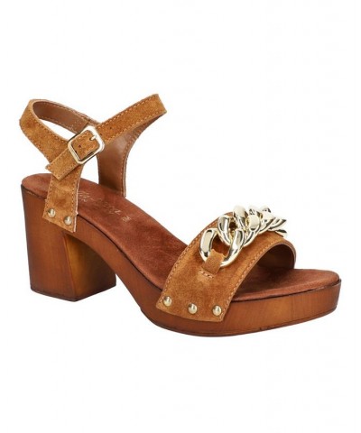 Women's Van-Italy Heeled Sandals Brown $51.25 Shoes