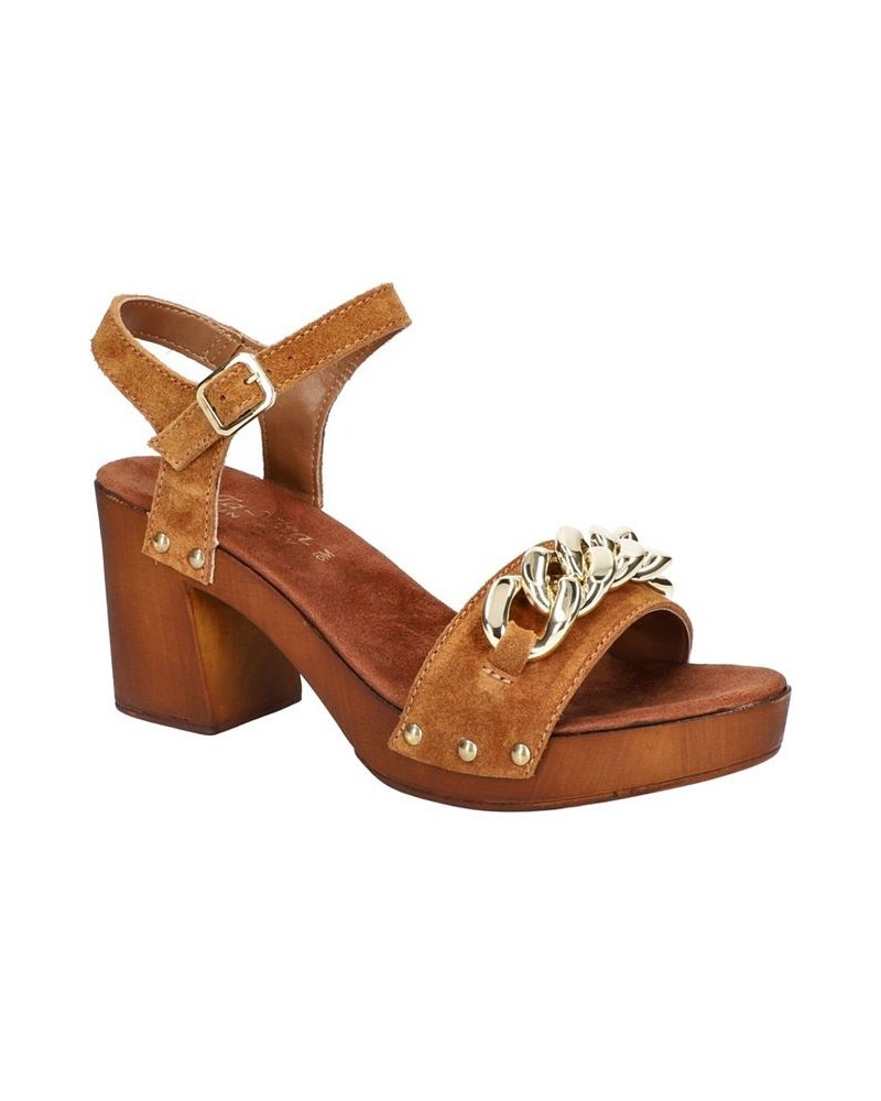 Women's Van-Italy Heeled Sandals Brown $51.25 Shoes