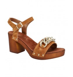 Women's Van-Italy Heeled Sandals Brown $51.25 Shoes