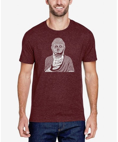 Men's Premium Blend Word Art Buddha T-shirt Red $20.25 T-Shirts