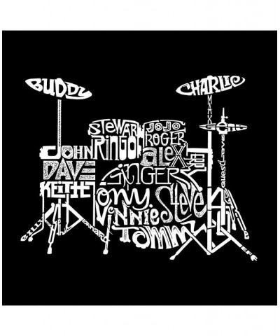 Men's Word Art Long Sleeve T-Shirt- Drums Black $16.40 T-Shirts