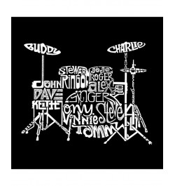 Men's Word Art Long Sleeve T-Shirt- Drums Black $16.40 T-Shirts