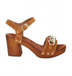 Women's Van-Italy Heeled Sandals Brown $51.25 Shoes