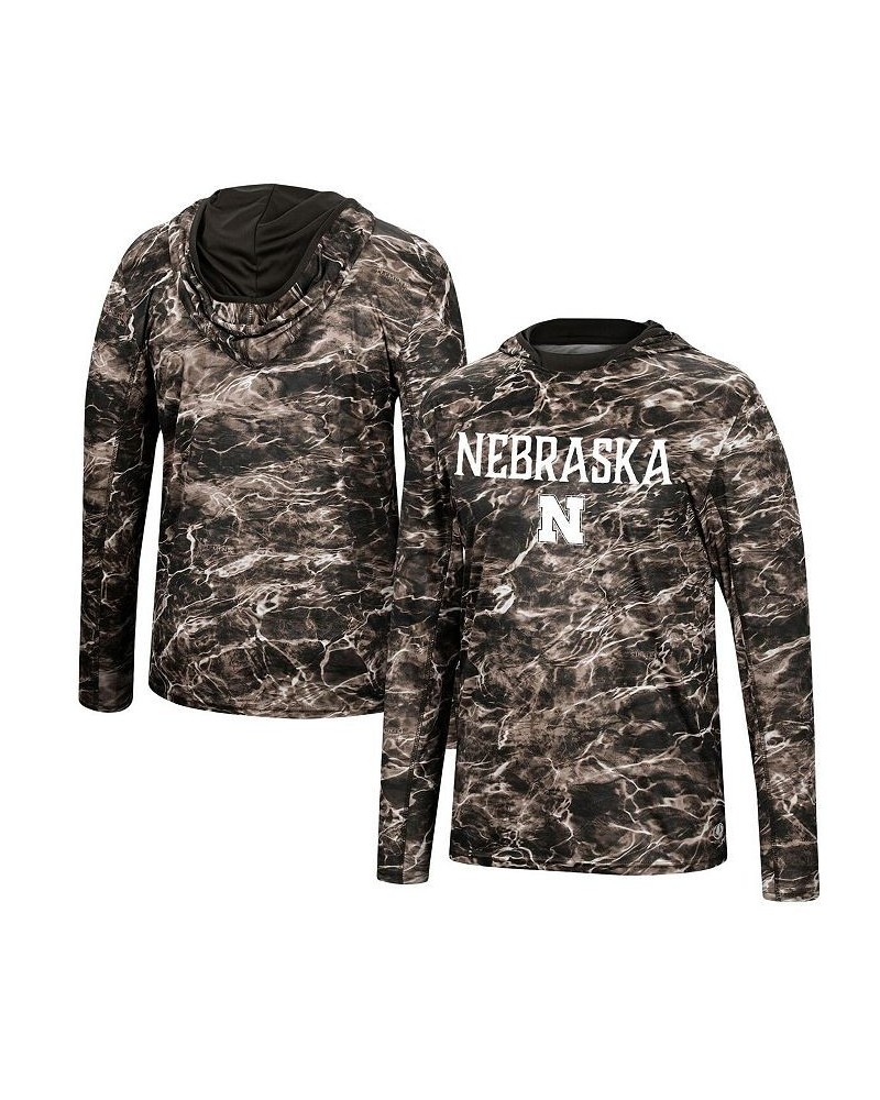 Men's Black Nebraska Huskers Mossy Oak SPF 50 Performance Long Sleeve Hoodie T-shirt $27.30 T-Shirts