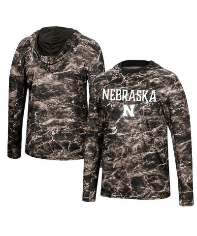 Men's Black Nebraska Huskers Mossy Oak SPF 50 Performance Long Sleeve Hoodie T-shirt $27.30 T-Shirts