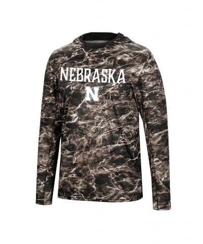 Men's Black Nebraska Huskers Mossy Oak SPF 50 Performance Long Sleeve Hoodie T-shirt $27.30 T-Shirts