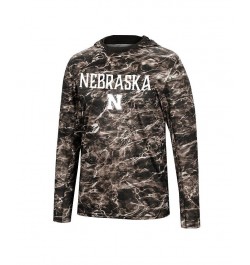 Men's Black Nebraska Huskers Mossy Oak SPF 50 Performance Long Sleeve Hoodie T-shirt $27.30 T-Shirts