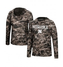 Men's Black Nebraska Huskers Mossy Oak SPF 50 Performance Long Sleeve Hoodie T-shirt $27.30 T-Shirts