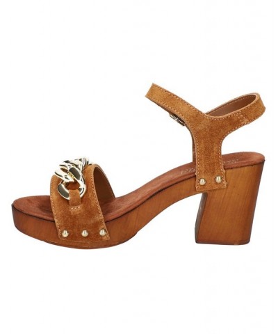 Women's Van-Italy Heeled Sandals Brown $51.25 Shoes