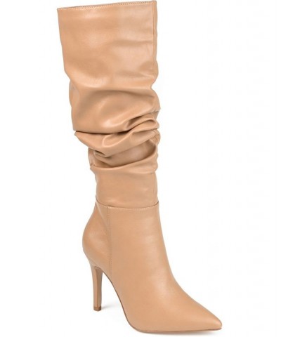 Women's Sarie Extra Wide Calf Ruched Stiletto Boots PD02 $58.80 Shoes