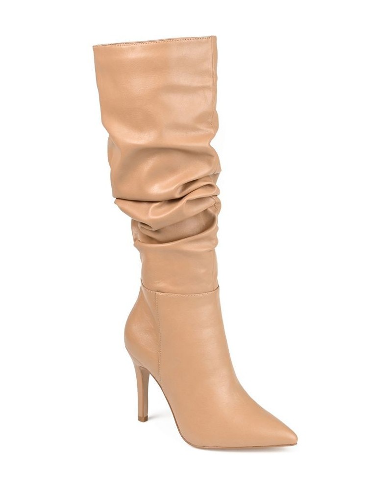 Women's Sarie Extra Wide Calf Ruched Stiletto Boots PD02 $58.80 Shoes