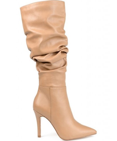 Women's Sarie Extra Wide Calf Ruched Stiletto Boots PD02 $58.80 Shoes