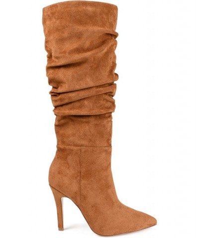 Women's Sarie Extra Wide Calf Ruched Stiletto Boots PD02 $58.80 Shoes