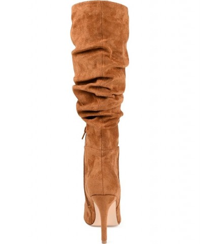 Women's Sarie Extra Wide Calf Ruched Stiletto Boots PD02 $58.80 Shoes