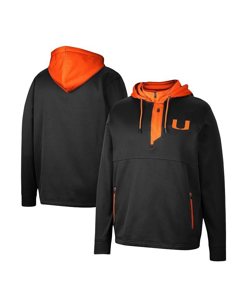 Men's Black Miami Hurricanes Luge 3.0 Quarter-Zip Hoodie $36.55 Sweatshirt