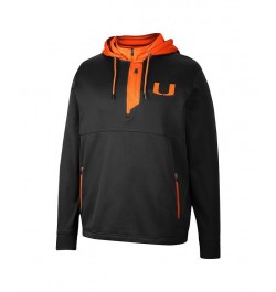 Men's Black Miami Hurricanes Luge 3.0 Quarter-Zip Hoodie $36.55 Sweatshirt