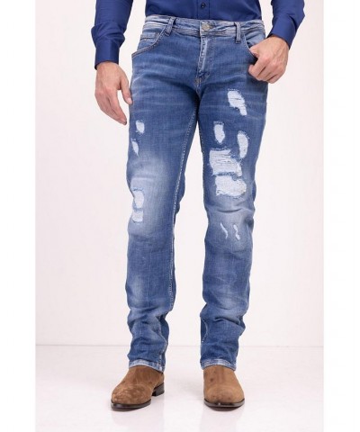 Men's Modern Sanded Denim Jeans Blue $51.00 Jeans