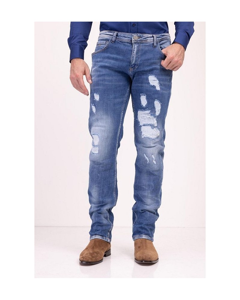 Men's Modern Sanded Denim Jeans Blue $51.00 Jeans