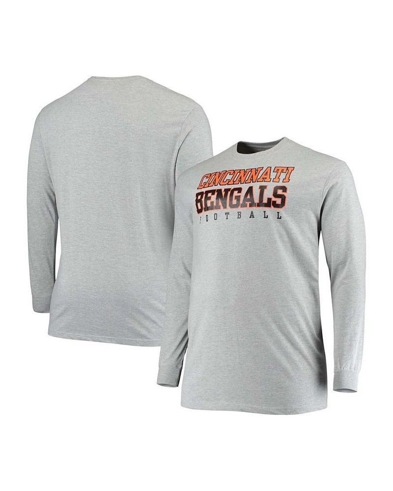 Men's Big and Tall Heathered Gray Cincinnati Bengals Practice Long Sleeve T-shirt $22.39 T-Shirts