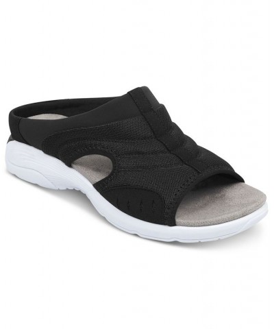 Women's Traciee Square Toe Casual Flat Sandals Black $34.50 Shoes