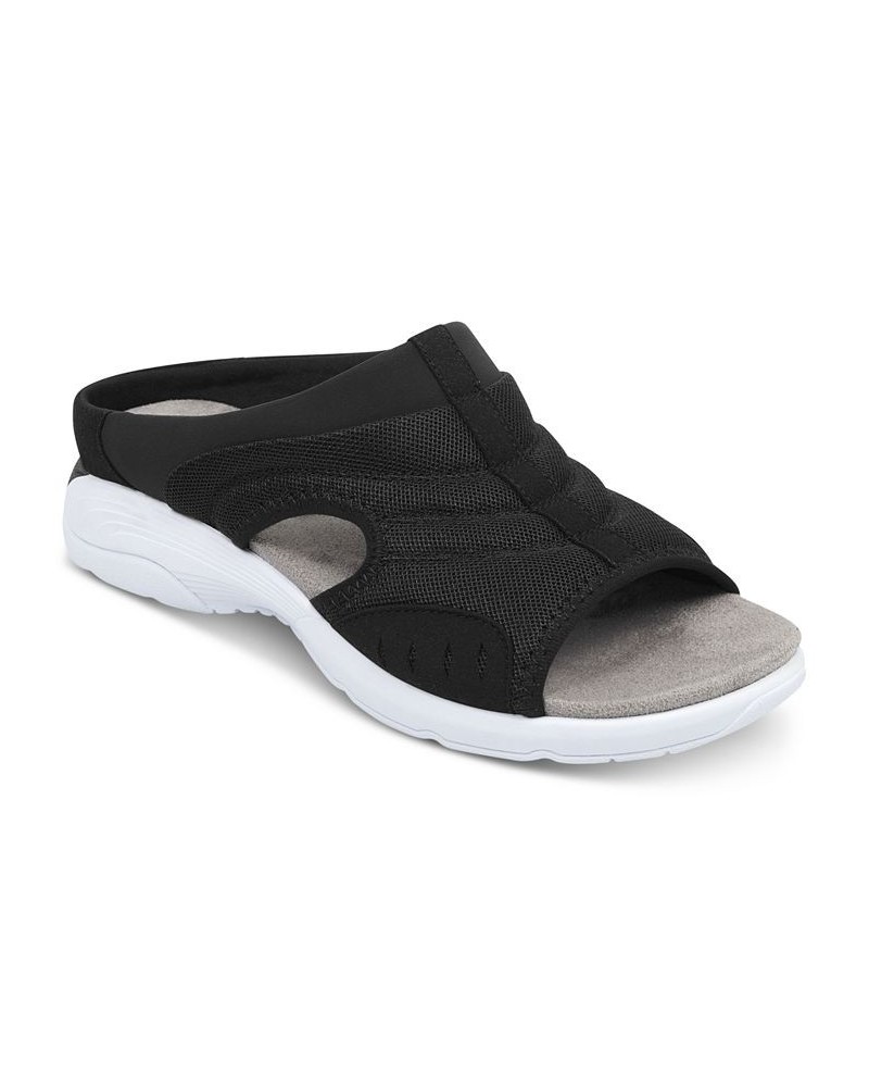 Women's Traciee Square Toe Casual Flat Sandals Black $34.50 Shoes