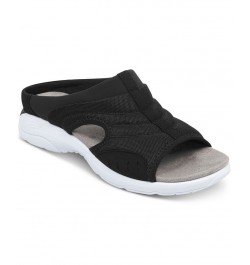 Women's Traciee Square Toe Casual Flat Sandals Black $34.50 Shoes