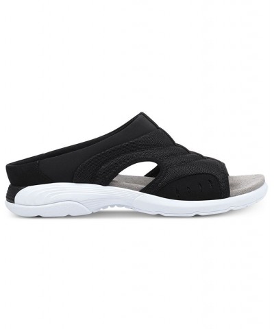 Women's Traciee Square Toe Casual Flat Sandals Black $34.50 Shoes