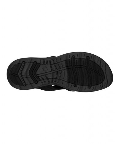 Women's Traciee Square Toe Casual Flat Sandals Black $34.50 Shoes