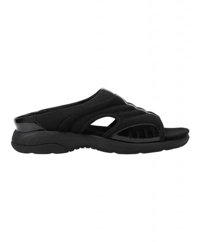 Women's Traciee Square Toe Casual Flat Sandals Black $34.50 Shoes