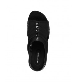 Women's Traciee Square Toe Casual Flat Sandals Black $34.50 Shoes