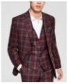 Men's Slim-Fit Red/Gray Plaid Suit Jacket Red $77.40 Blazers