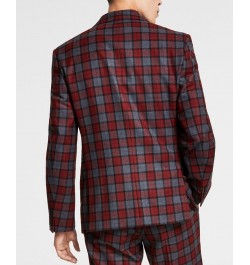 Men's Slim-Fit Red/Gray Plaid Suit Jacket Red $77.40 Blazers