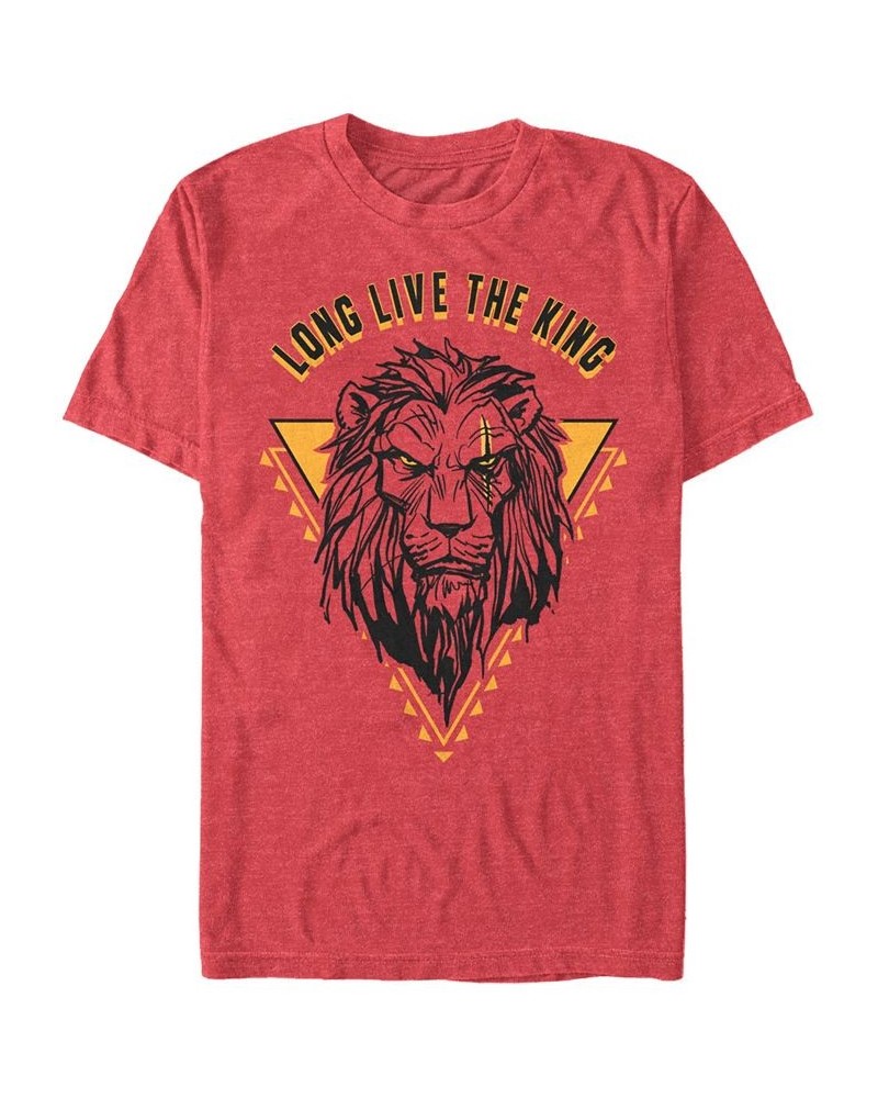 Disney Men's The Lion King Live Action Scar Geometric Triangle Short Sleeve T-Shirt Red $16.80 T-Shirts