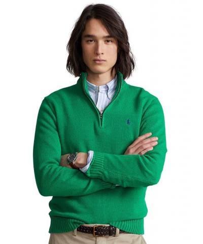 Cotton Quarter-zip Sweater Green $74.26 Sweaters