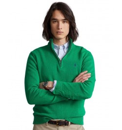 Cotton Quarter-zip Sweater Green $74.26 Sweaters