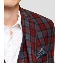 Men's Slim-Fit Red/Gray Plaid Suit Jacket Red $77.40 Blazers