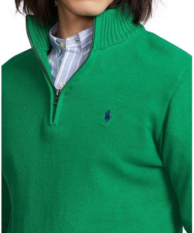 Cotton Quarter-zip Sweater Green $74.26 Sweaters