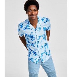 Men's Jason Classic-Fit Short-Sleeve Abstract Print Camp Shirt Blue $16.88 Shirts