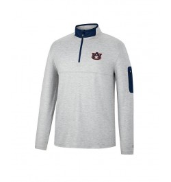 Men's Heathered Gray, Navy Auburn Tigers Country Club Windshirt Quarter-Zip Jacket $34.19 Sweatshirt