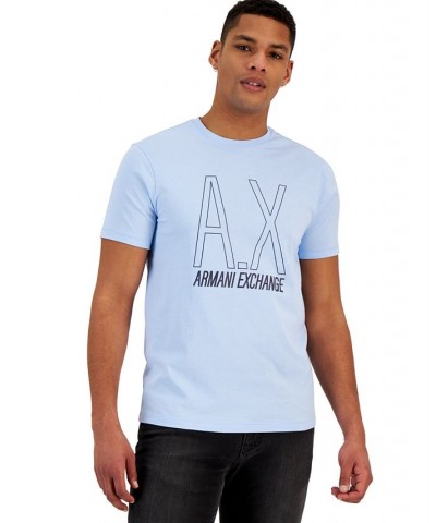 Men's AX Center Logo T-Shirt Blue $17.02 T-Shirts