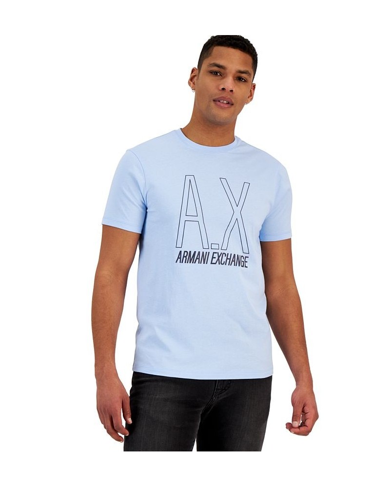 Men's AX Center Logo T-Shirt Blue $17.02 T-Shirts